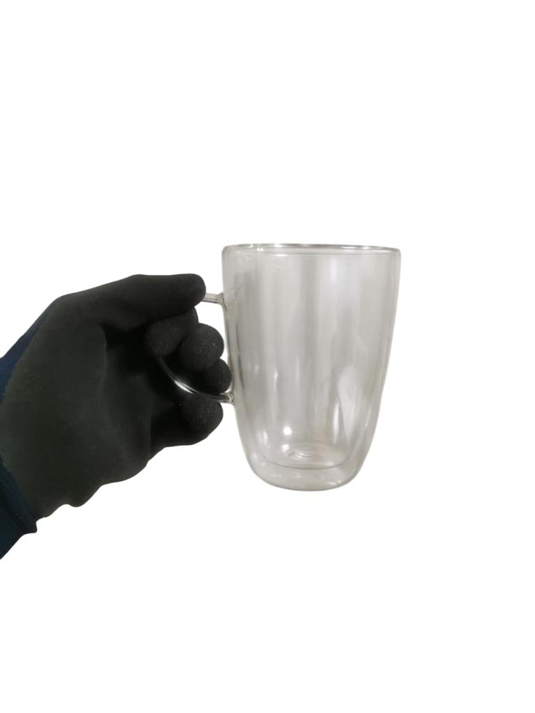 Cană dublă din sticlă, ușoară, mare, fabricată din sticlă transparentă, rezistentă la mașina de spălat vase, pentru cuptorul cu microunde, 1 bucată, sticlă rezistentă la căldură, mâner, sigură, VX-MG3