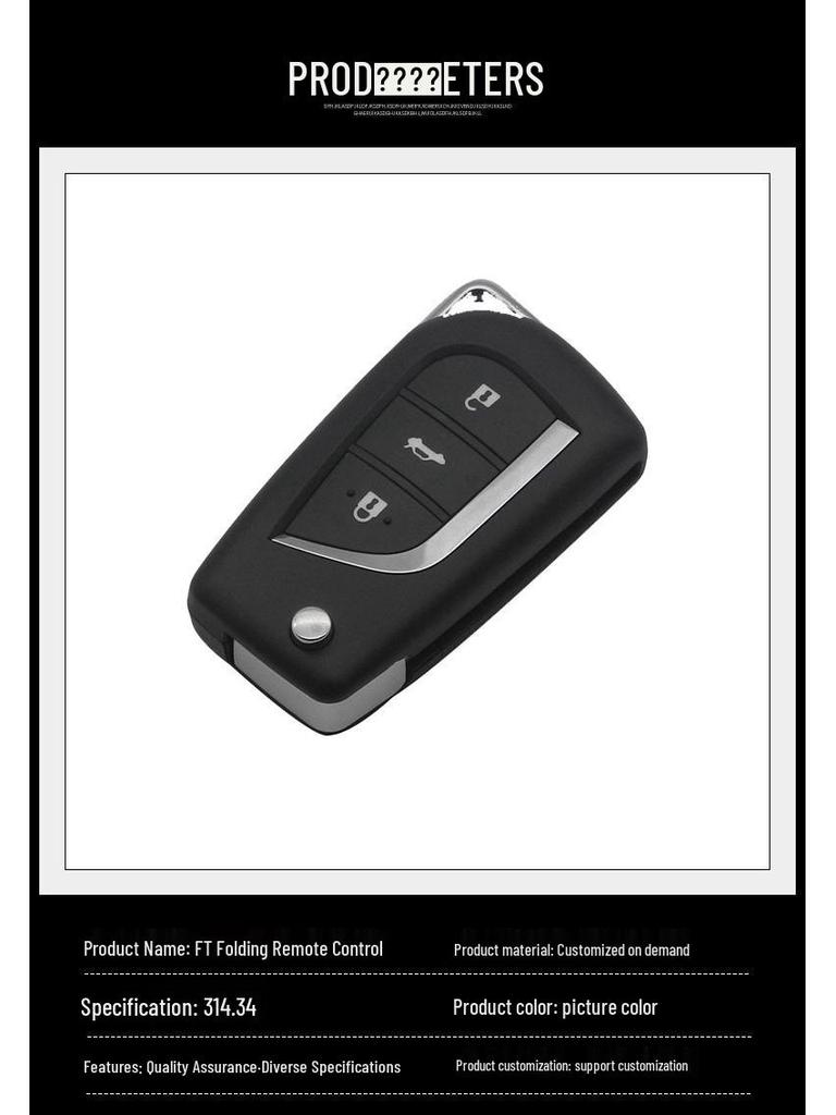 Fits FT Taiwan Highlander/Wish/Corolla 3-Button 433MHz Folding Remote Key