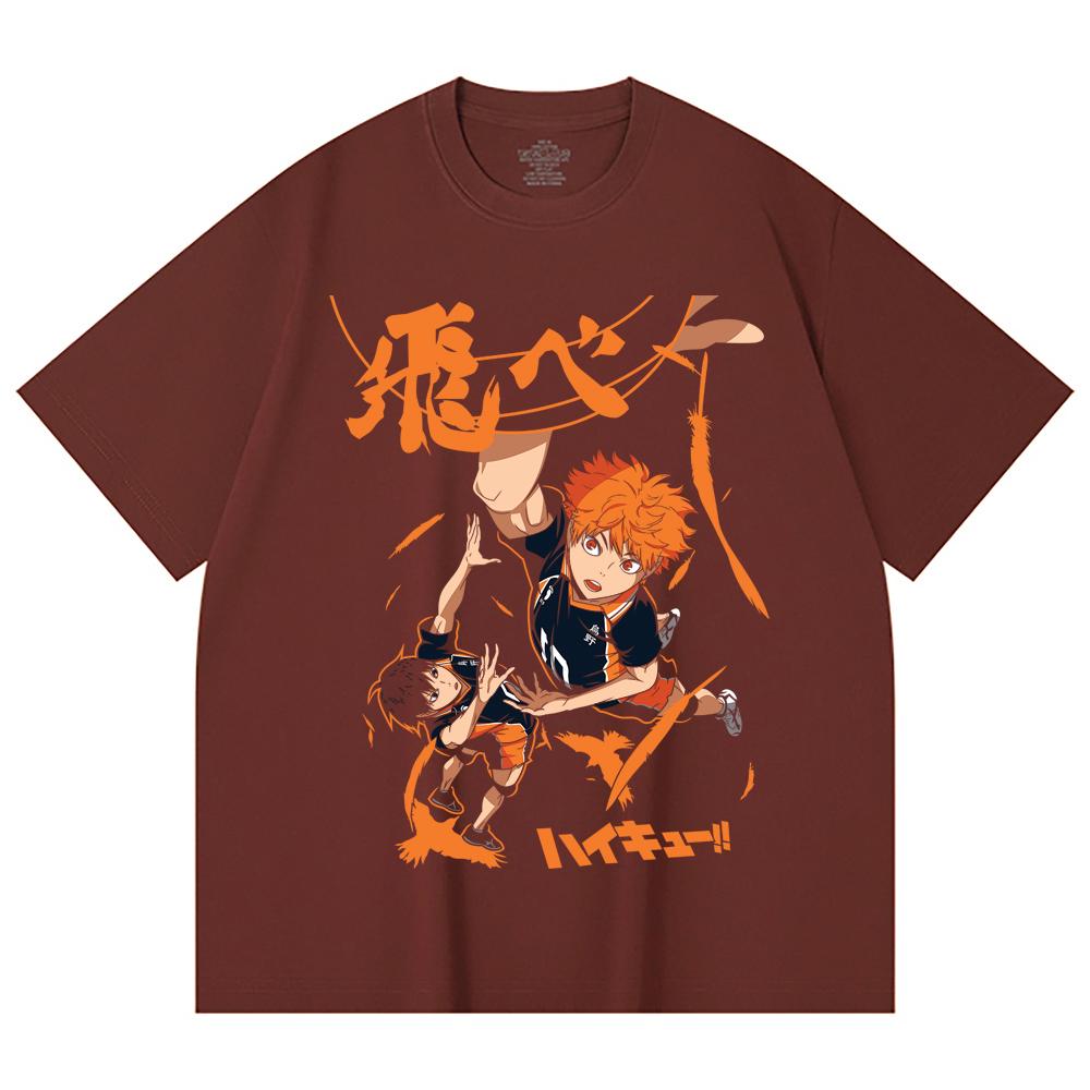 230 Gsm 100% Cotton Haikyuu V10 Hinata Tobio Print Unisex Heavy Cotton T Shirt