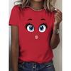 Fashion Women Retro Creative Cartoon Cute Face Print T Shirt Funny Casual O-neck Short Sleeves T-shirt Summer Female Tee Shirt