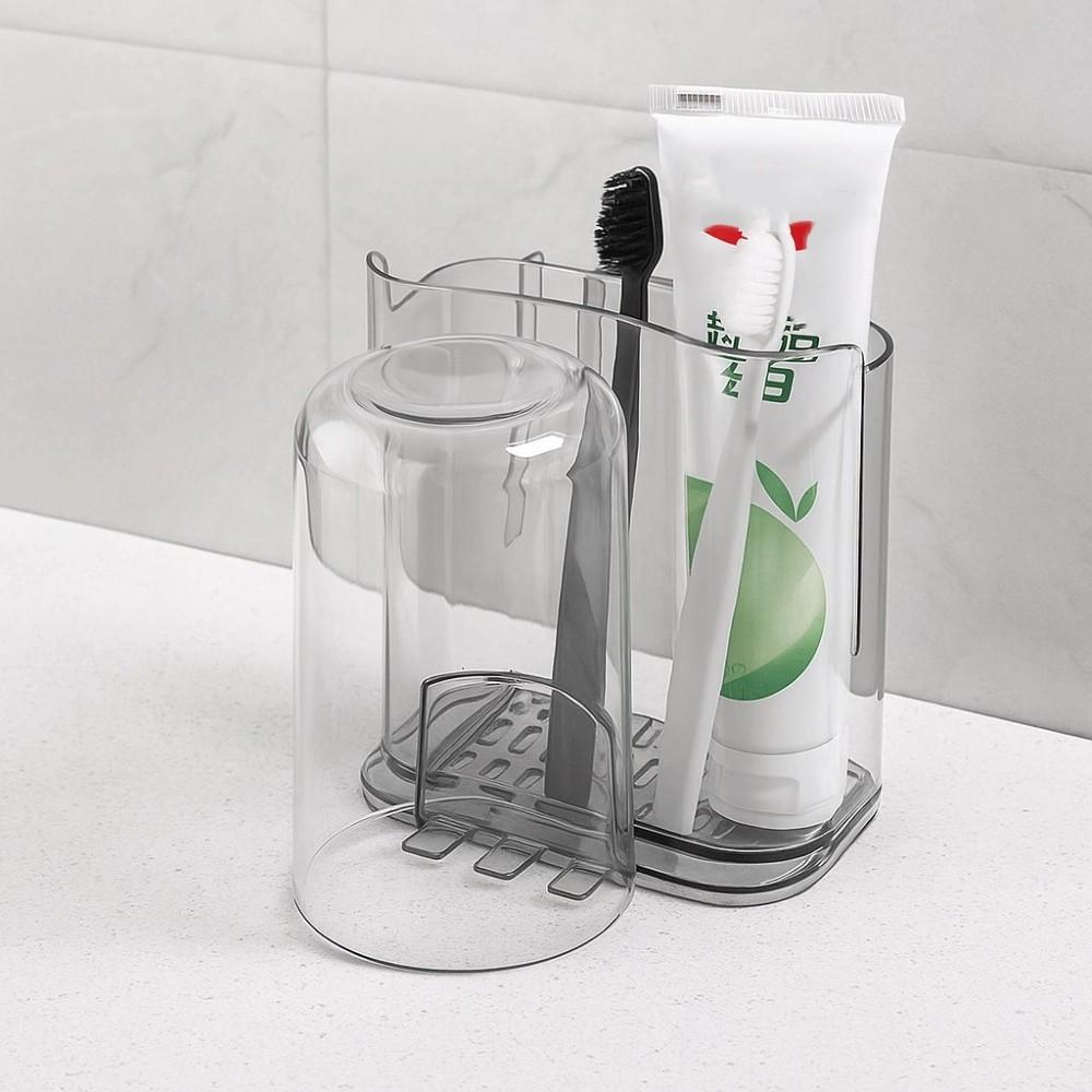 2pcs PET Toothbrush Rack Storage Rack Wall Mounted Mouthwash Cup Rack  Home Organization