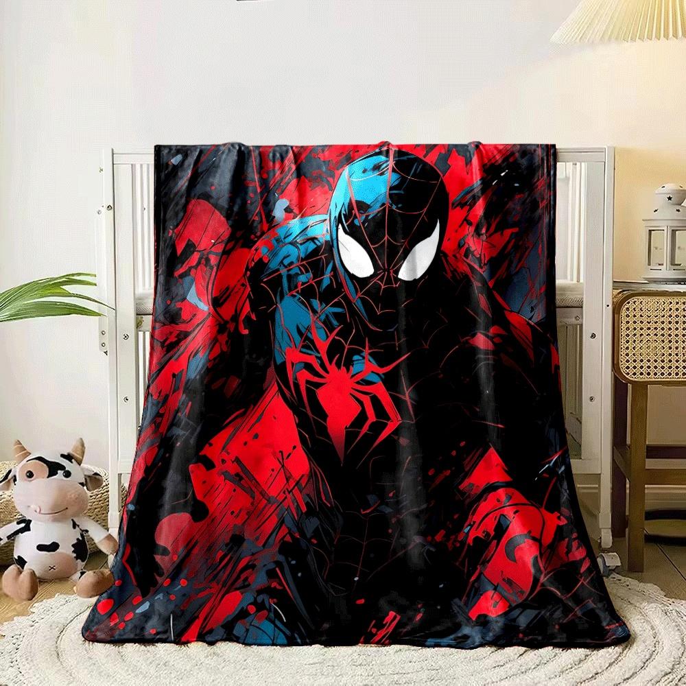 Red and black abstract design with web-like motifs and bold contrasts. for all seasons blanket lunch break throw gift 80cm x 120cm