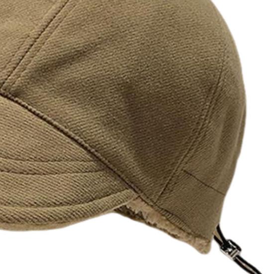 Autumn Winter Fisherman Hat Solid Color Thickened Plush Lining Baseball Hat Cold Weather Thermal Cap Outdoor Headwear