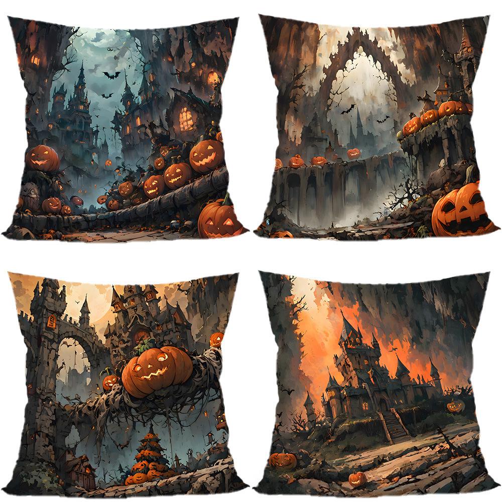 Halloween Pillowcase Pumpkin Skull Funny Ghost Cushion Cover Sofa Living Room Decoration Pillow