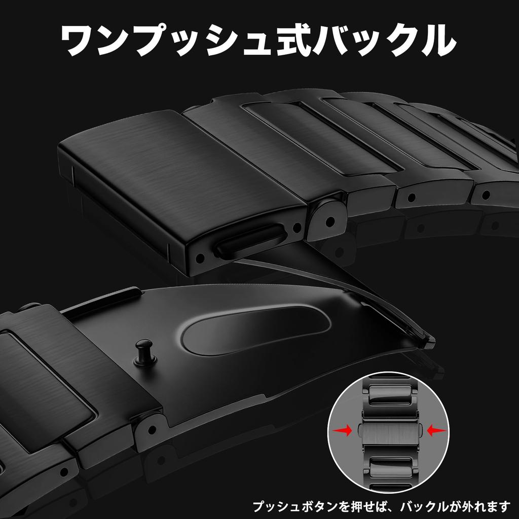 LanQii Stainless Steel Watch Smartwatch Replacement Metal Adjustment Tool Black Band, 18mm, 20mm, 22mm, Band, Strap, Included, (20mm)