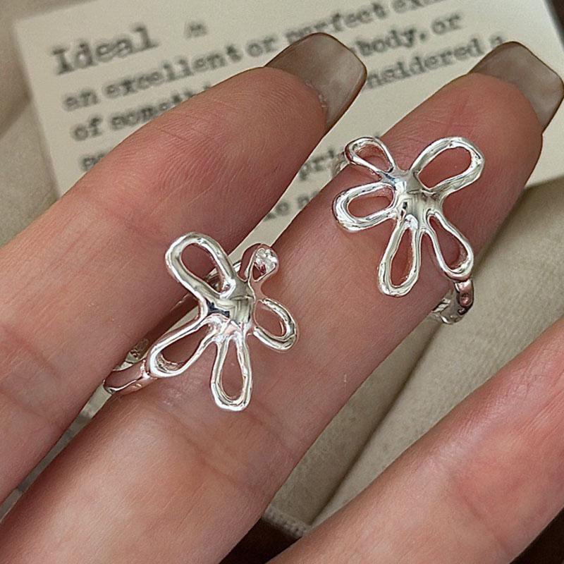 

925 Sterling Silver Vintage Earrings For Women Trendy Simple Flower Cute Earring Jewelry Prevent Allergy Party Accessories