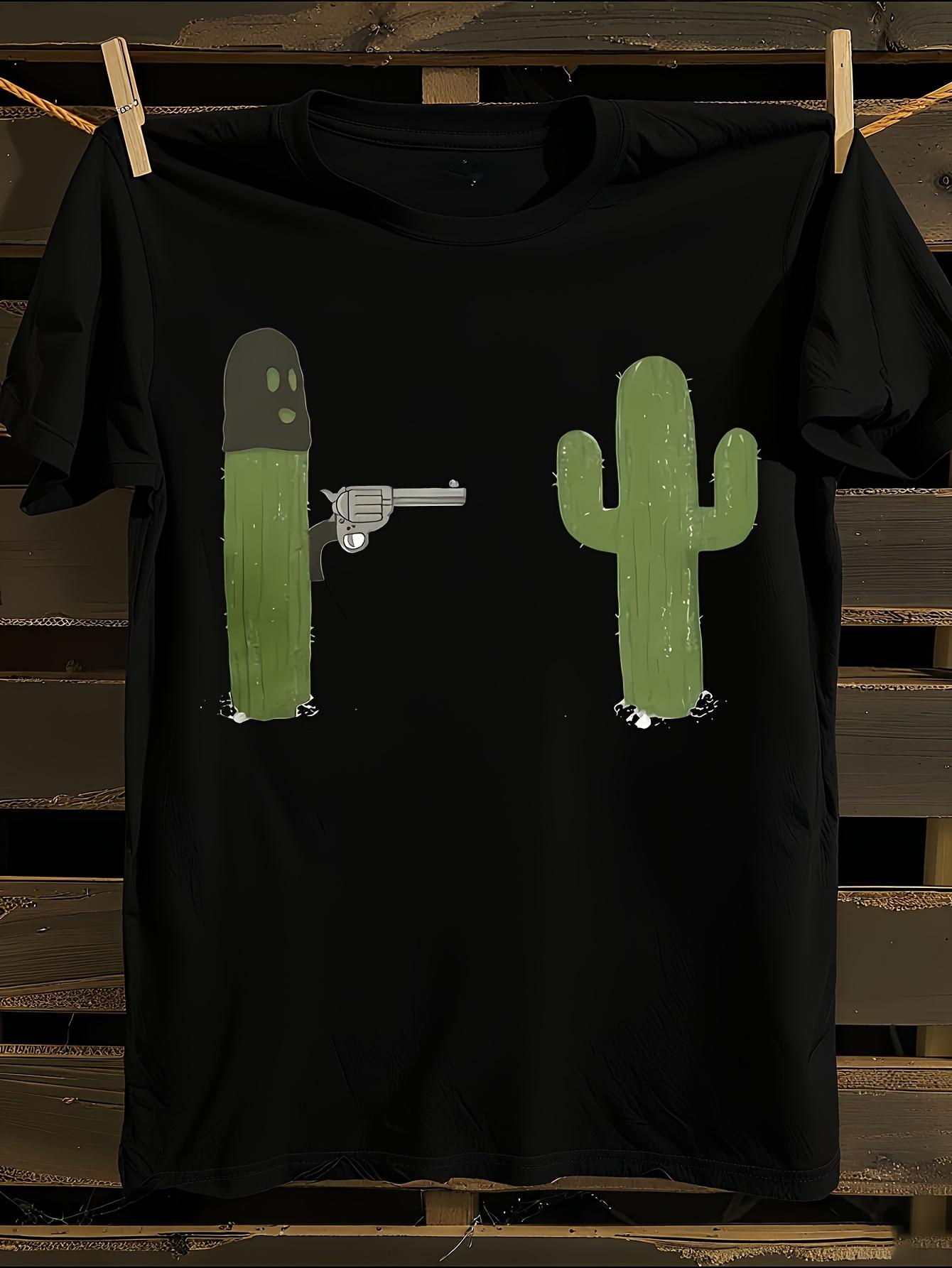 

Funny Cactus Stick em Up Graphic T-Shirt XL