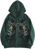 WDIRARA Men's Daily Casual Gothic Skull Drawstring Long Sleeve Zipper Hooded Sweater