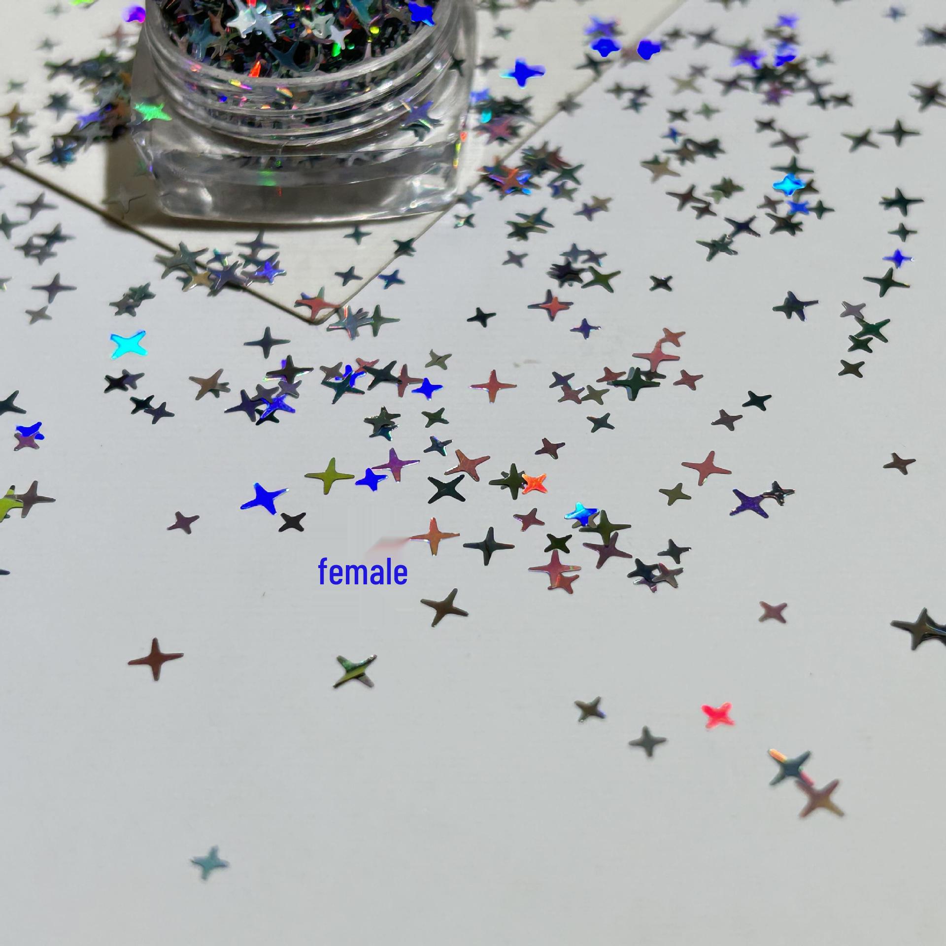 

Mixed Size Black and Silver Glitter Star Nail Art Decorations 30 ml