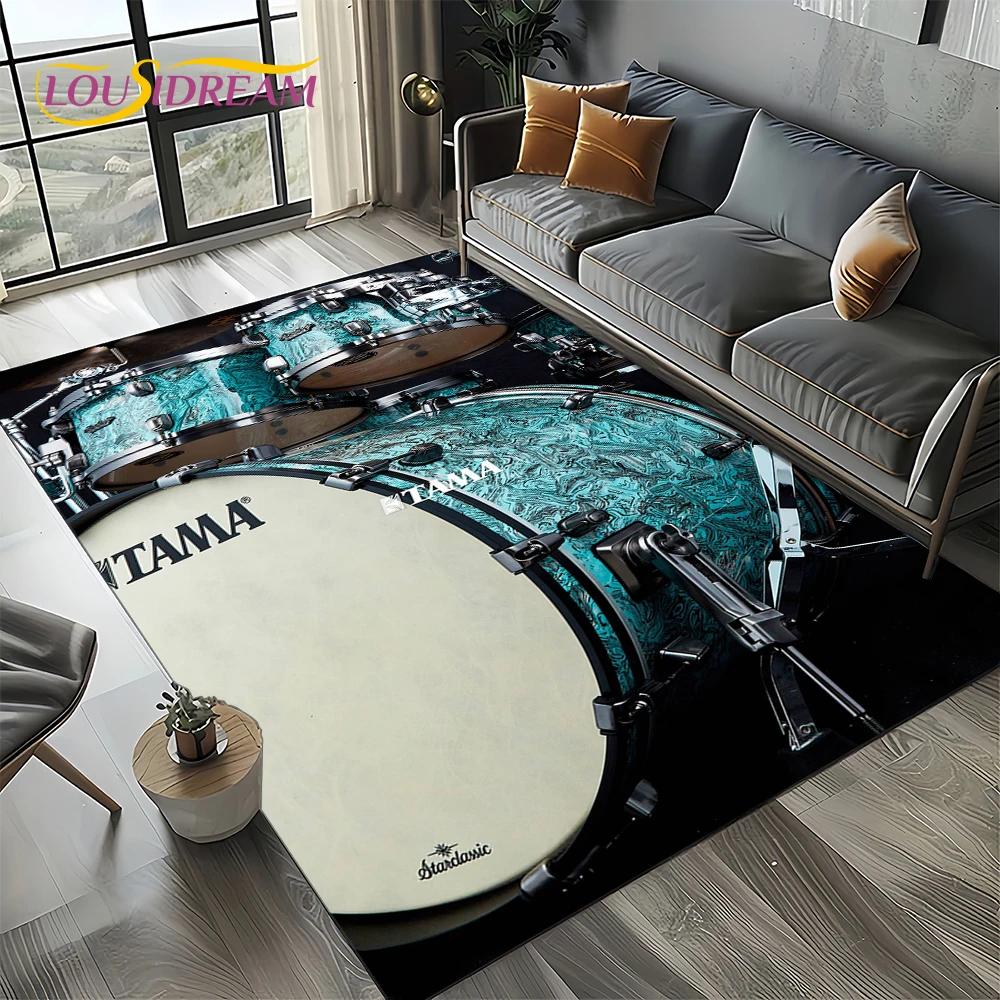 Music Instruments TAMA Drum Kit Drum Set Carpet Rug for Living Room Bedroom Home Sofa Decoration,Kid Area Rug Non-slip Floor Mat