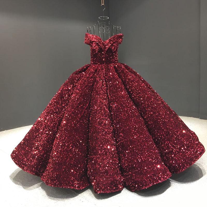 Cross-border Shiny Pitaya Puffy Skirt Wedding & Evening Gown