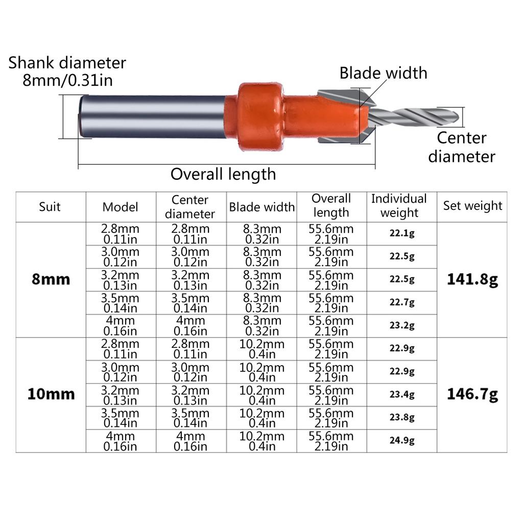 HSS Sänkskärsborr Träbearbetning Fasning Skruvhål Borr Olika Användningsområden för Träbearbetning Metallbearbetning