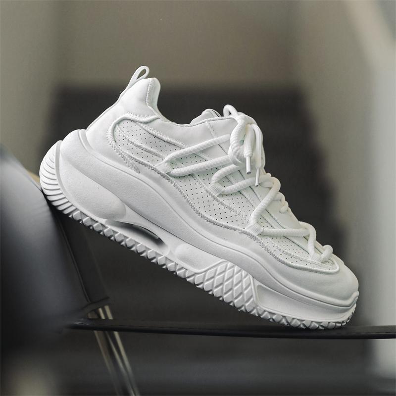 

Новые модные мужские кроссовки Four Seasons с толстой подошвой для студентов и мальчиков, трендовые кроссовки с мягкой подошвой, дышащие, повседневные кроссовки для бега 44 белый