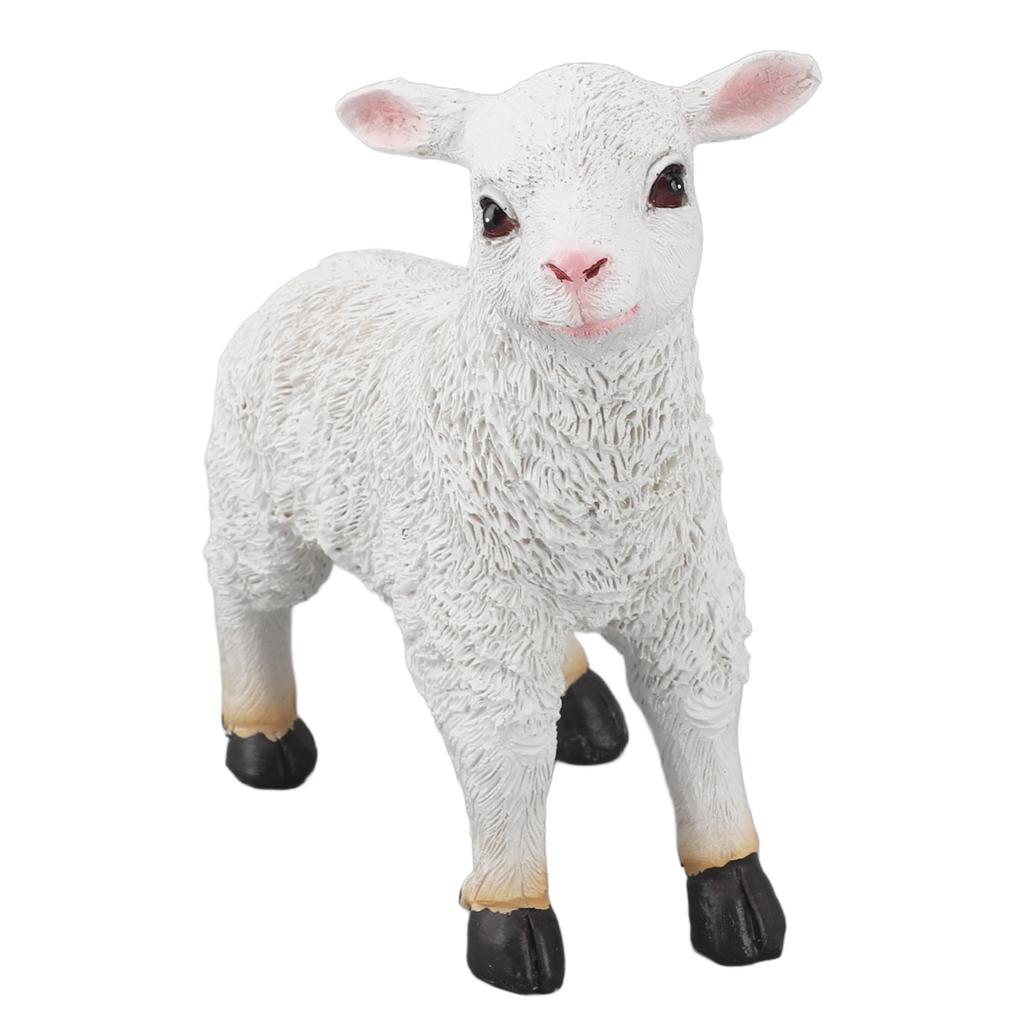 Schafstatue Handgefertigt Lebensechte Lammform Figur Harz Gartenskulptur für Innen- und Außendekoration