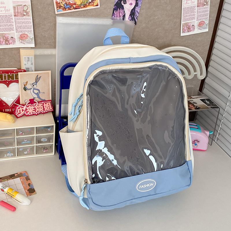Backpack Baby Bag Female, Transparent Pv Badge Backpack, Cute Soft Girl Student Schoolbag