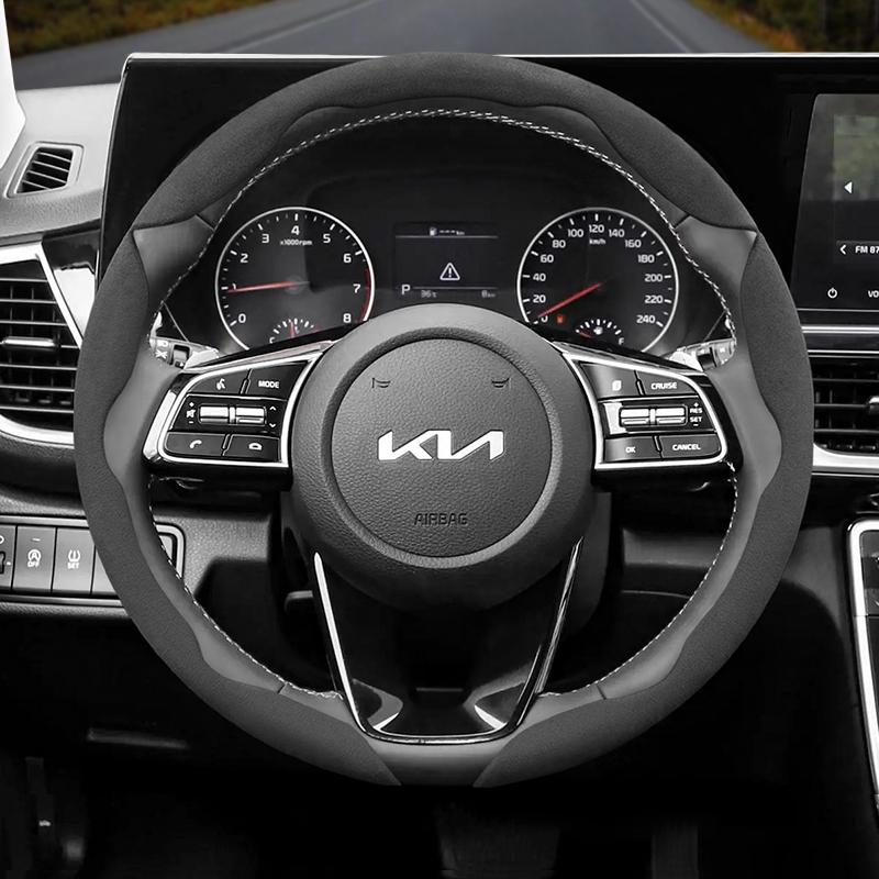 Suitable for Kia Anti-Slip Buckle Segmented Suede Steering Wheel Cover Suitable for Ceed Jd Picanto Sportage 3 Rio 4 Ev3 Cerato 2 Stonic Xceed Morning