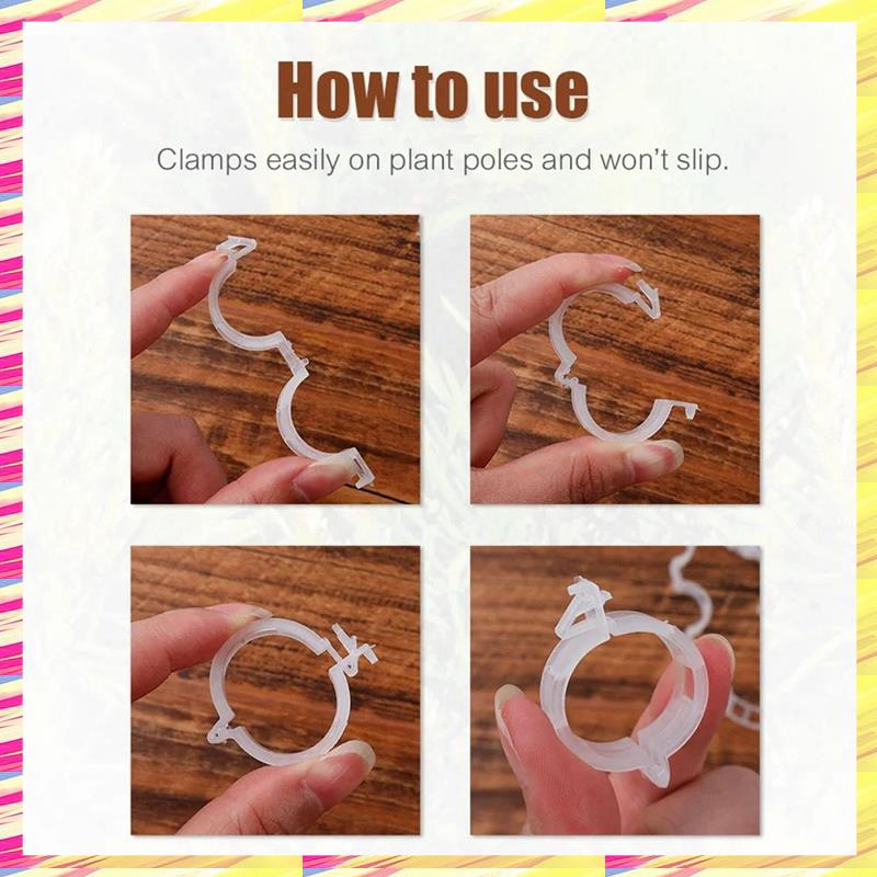 ABJJ 200 PCS Plant Support Clips Reusable Plastic For Vegetable Tomato Garden Supplies,B