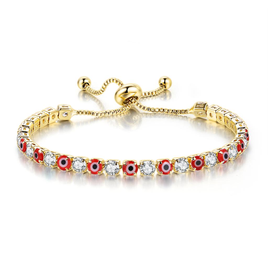 Lucky Turkey Evil Eye Bracelet For Women Adjustable Zircon Red Blue Eye Tennis Chain Bangle Good Luck Wealth Jewelry Gifts H162