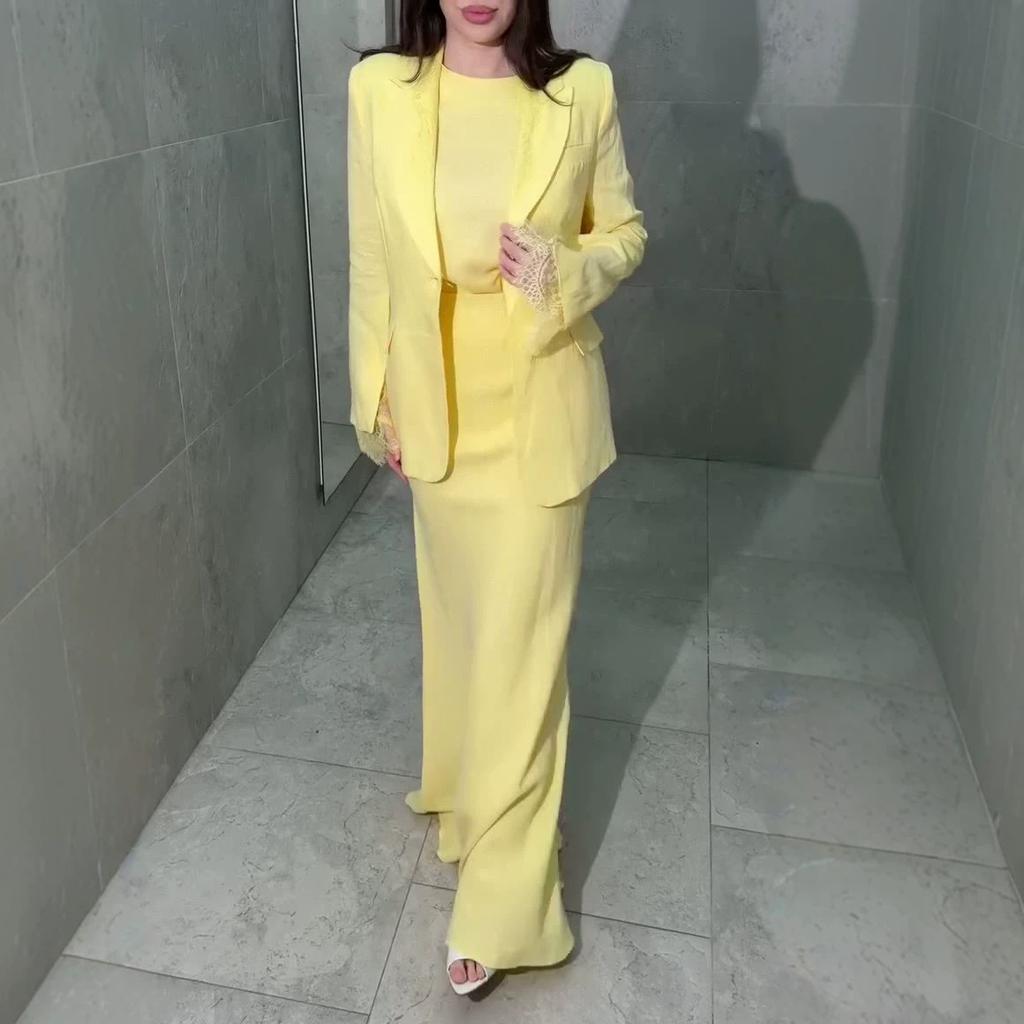 Spring and Autumn New European, American Amazon Cross-border Long-sleeved Suit Waist Top Half-length Skirt Set