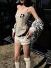 Very Sweet Khaki Women's Summer Outerwear: Sleeveless Slimming Camisole Top & Bodycon Super Short Shorts