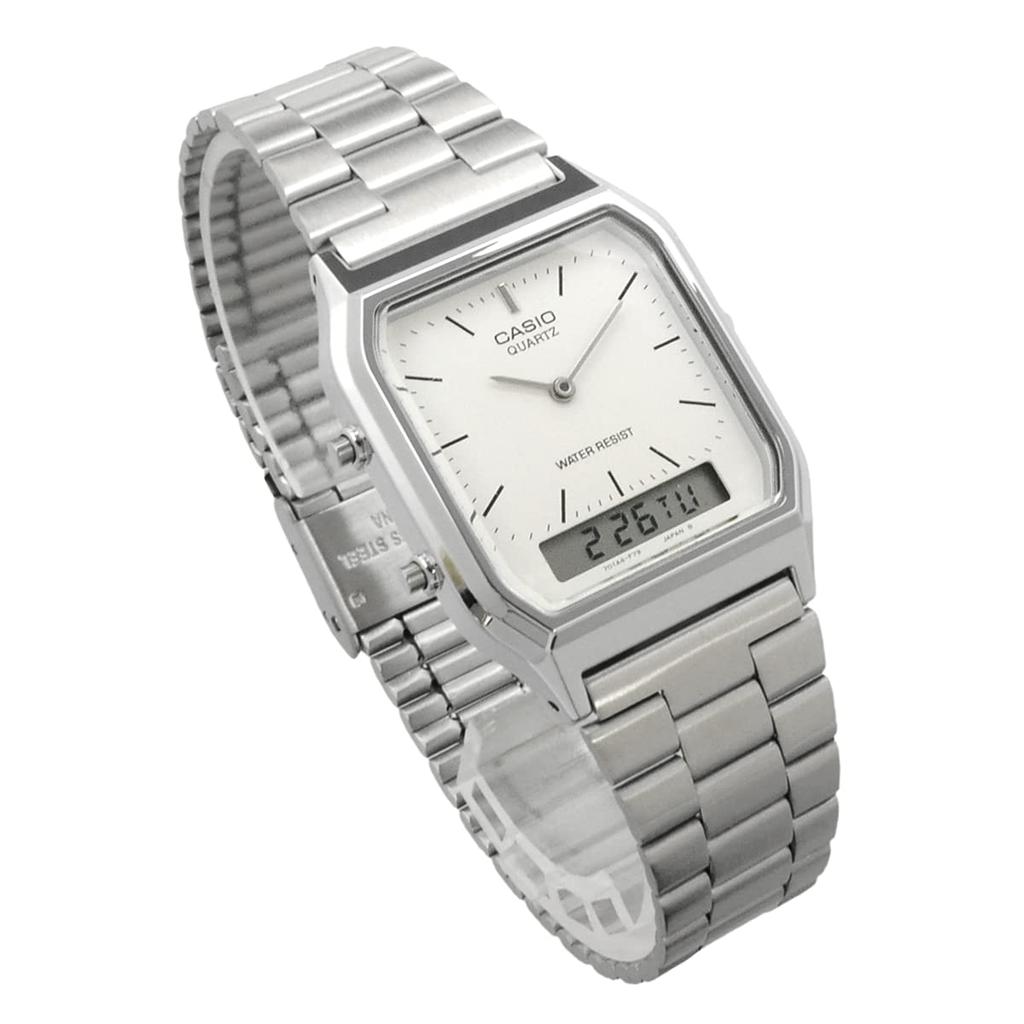 Casio Quartz Vintage Dual Overseas Model ANA-DIGI Watch, Series, AQ-230A-7DMQ, Unisex, Time, White, [Used]