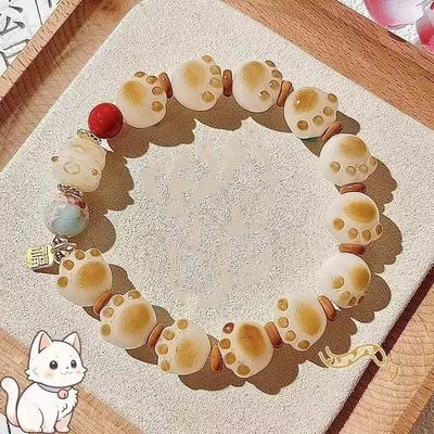 Cartoon Resin Cat Claw Lucky Cat Bracelet For Women Chinese Style Small Cute Ethnic Jewelry Couple Student Birthday Gift