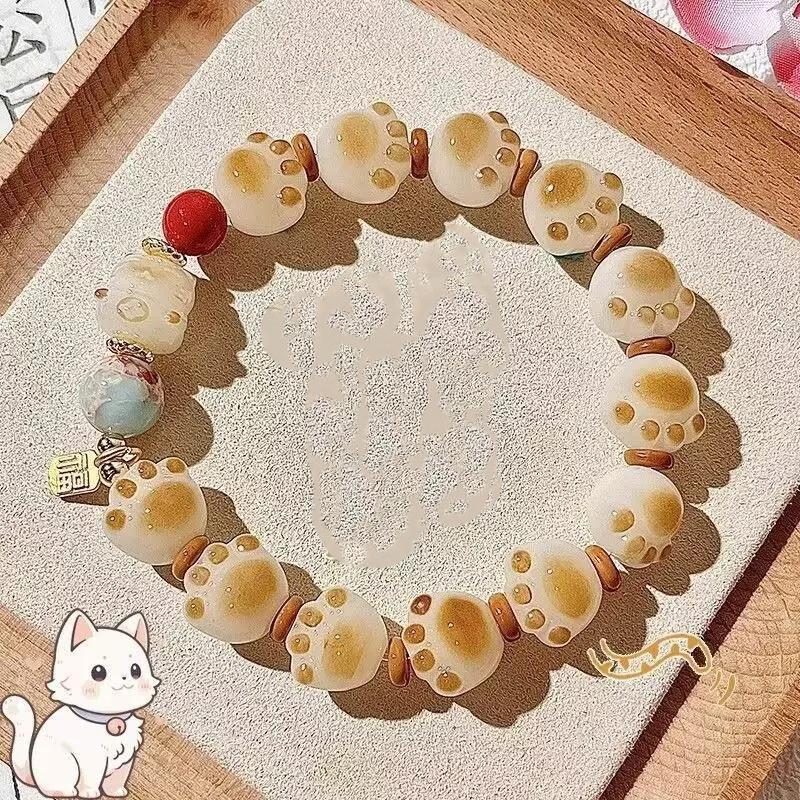 Cartoon Resin Cat Claw Lucky Cat Bracelet For Women Chinese Style Small Cute Ethnic Jewelry Couple Student Birthday Gift