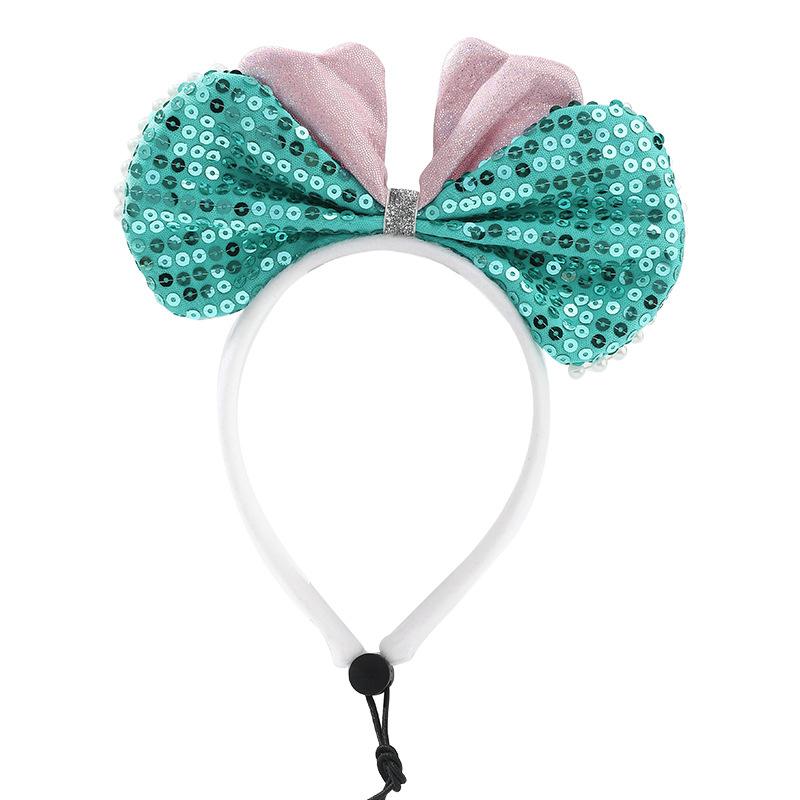 Summer New Mermaid Pearl Pet Headband Beach Tricolor Fish Scale Dog Scarf Dogs Stuff Pet Accessories Dogs Bow Tie Dog Bandana