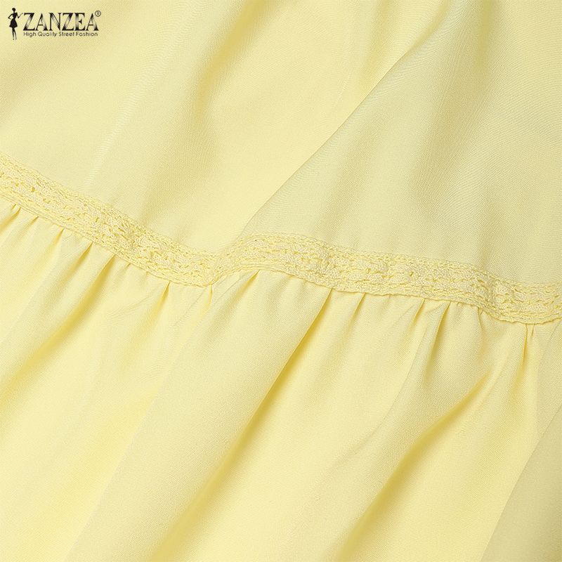 ZANZEA Women Casual Round Neck Solid Color Loose Half Sleeve Long Dress