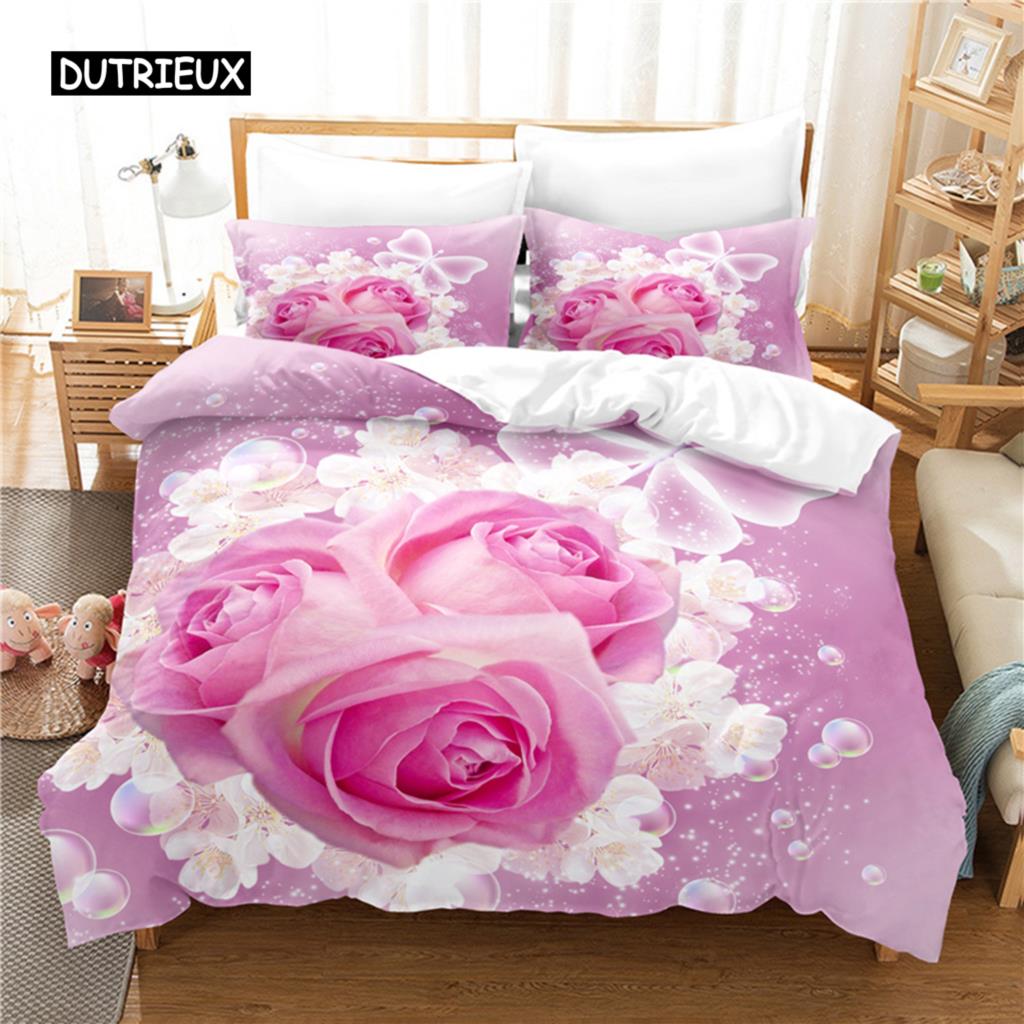 Rose Bedding Set Duvet Cover Set 3d Bedding Digital Printing Bed Linen Queen Size Bedding Set Fashion Design