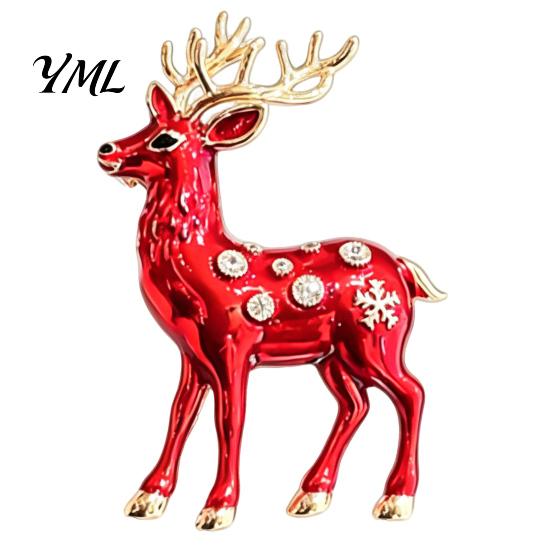 Elk Clothing Accessories Christmas Reindeer Brooch Pin, Rhinestone Lapel Sweater Cardigan Coat Suits Accessories, Jewelry Gift for Xmas