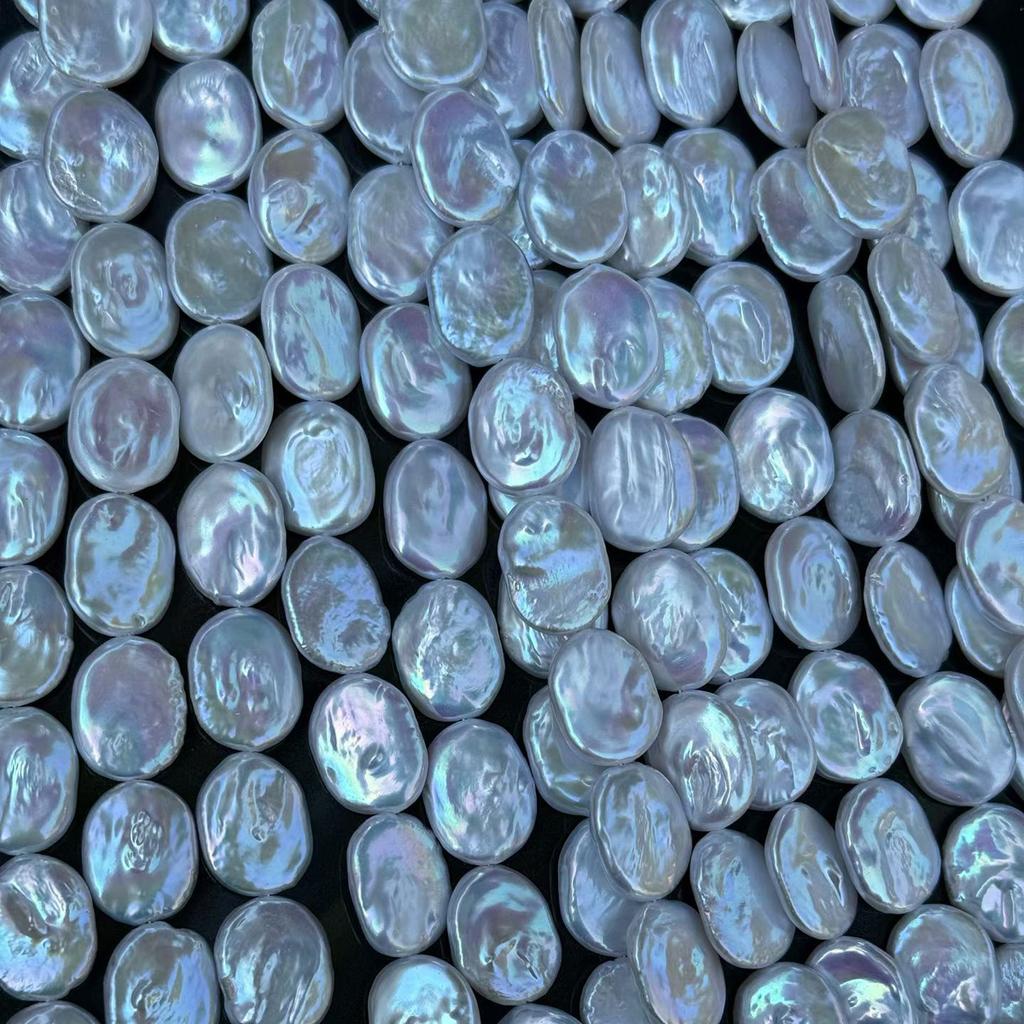 1String, White Natural Freshwater Pearls, Handmade Irregular Ellipse Pearl Beads for Jewelry Making DIY Crafts (Beads 14-16×18-19mm, Length 36cm)