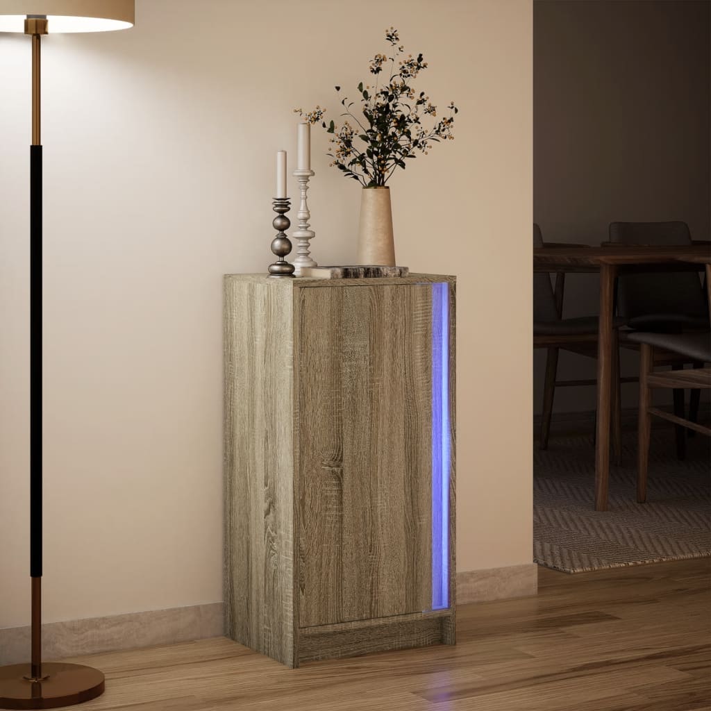 LED Sideboard in Sonoma Oak Finish 42.5 x 34 x 85 cm Particleboard