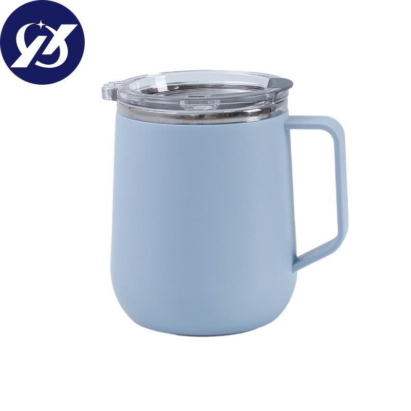 Travel Coffee Mug, Water Cups With Flip Lid, Handle, Double Layer Vacuum, Stainless Steel Travel