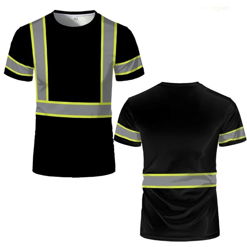 Simple Striped 3D Printed Men's Casual Round Neck Short Sleeved T-shirt