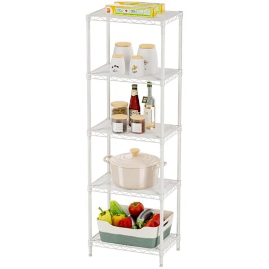 

5 Shelves Storage Shelf Wire Closet Bathroom Organizers Metal Pantry Kitchen Small Garage Shelving Unit Laundry Room Organizati United States