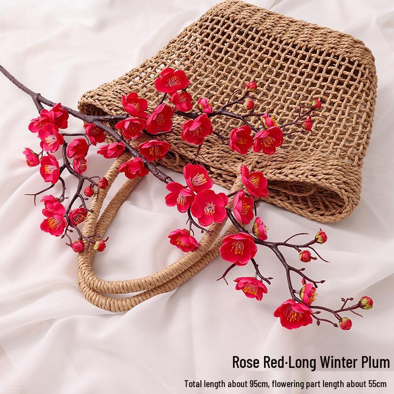 Silk Plum Blossom Simulation Flowers for Home Decor: Perfect for Living Room, TV Cabinet, or Coffee Table Arrangements.