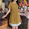 ZANZEA Women Summer Round Neck Casual Short Sleeve Patchwork Dress