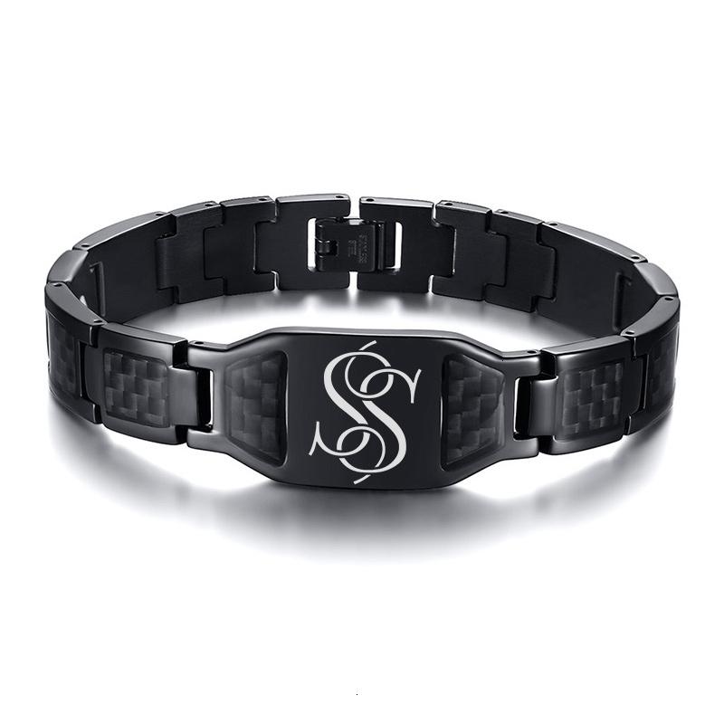 Vnox Personalisierbare Stilvolle Skorpion Kreuz Schild Bilder Kettenarmbänder für Herren mit Einzigartiger Kohlefaser Personalisierter Schmuck Geschenke für Ihn