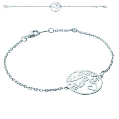 [H6266] - Silver Bracelet 'I Love You Mom' - 18 Mm