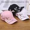 Fashion Baseball Hat for Girl Embroidery Flower Hat Windproof Baseball Hat Breathable Sunproof Hat for Outdoor Activity