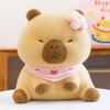 Cute Cherry Blossom Orange Capybara With Scarf Cartoon Animal Doll Plush