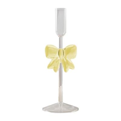 Bowknot Glass Taper Candle Holders Glass Candlestick Stand Decors Table Centerpieces for Christmas Event Parties Wedding