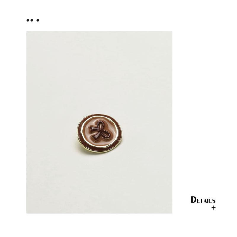 

5Pcs Bow Tall Button Girl Sweater Jacket Decorative Button Versatile Wool Coat Windbreaker Button 3 #[17mm bow double circle coffee oil]