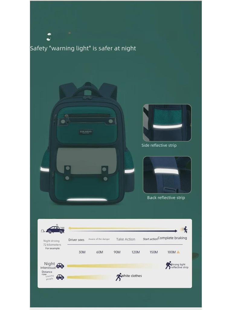 Barns lättviktig skolryggsäck i nylon med ryggskydd