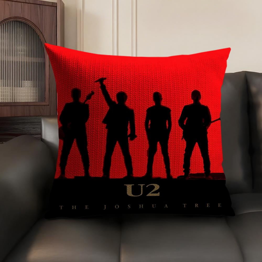 Rock UU Band Music Cushion Cover Natural Linen Organic Fabric DoubleSided Printing Sofa Home Decor Gift Pillow Case