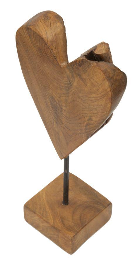 Heart Sculpture Teak Cm 15X10X35
