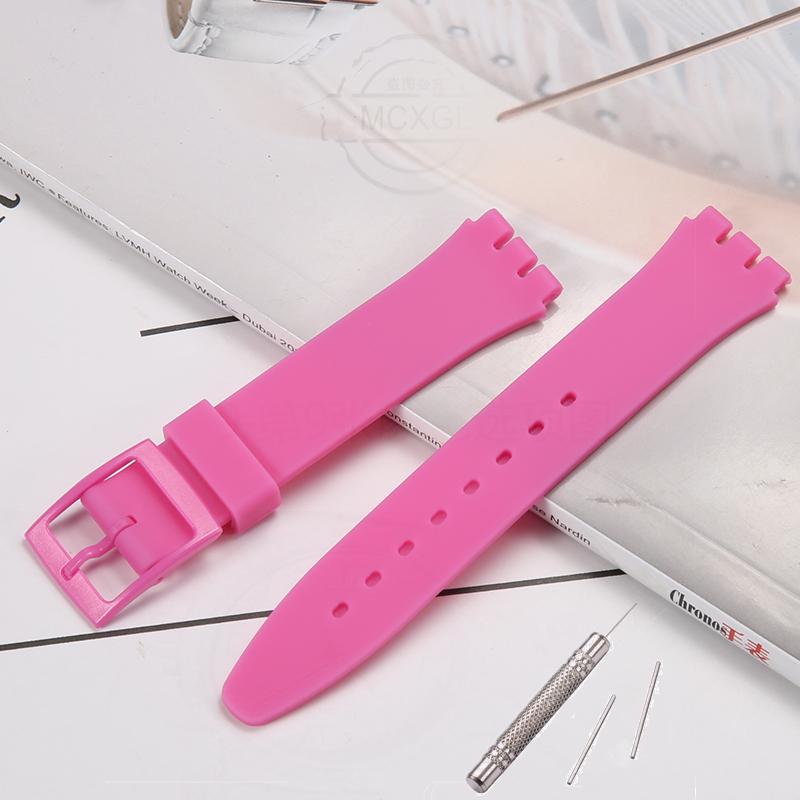 Silicone Watch Band For Swatch 17mm 19mm 20mm Pin Buckle Waterproof Bracelet Wristband Watch Accessories