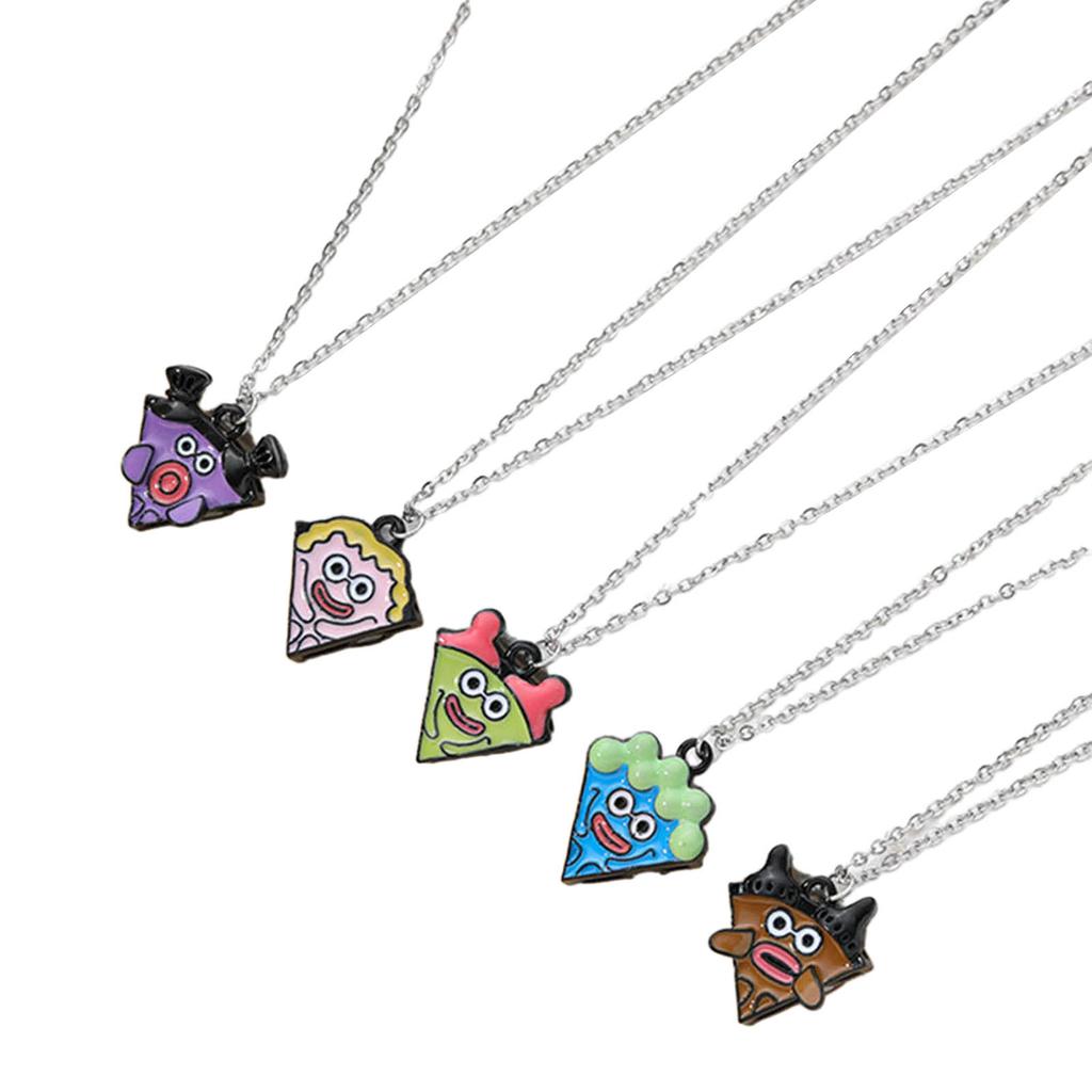 5 Pieces Cartoon Pizza Charm Necklace Pizza Friendship Necklaces Engraved Pizza Pendant Necklaces for Women Girls