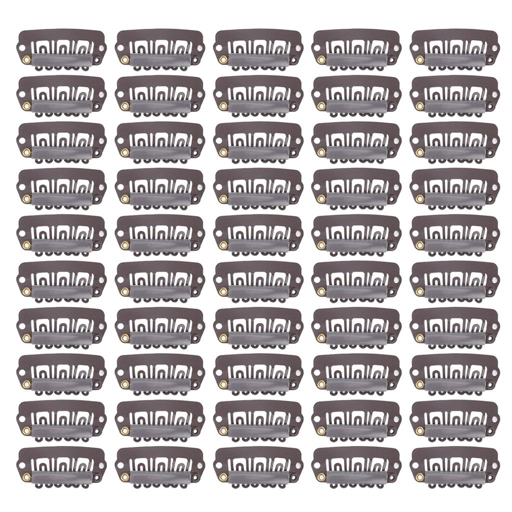 50pcs 6 Tips 6 Teeth Wig Snap Clip Metal Stainless Steel Hair Grips for Wigs Hair Extension